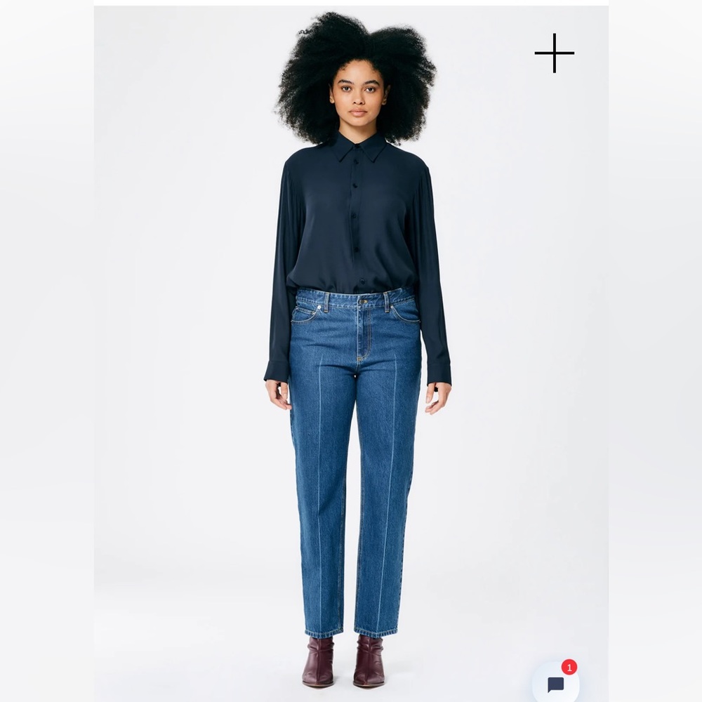 Tibi Medium Stone Wash Denim Elfie Jean